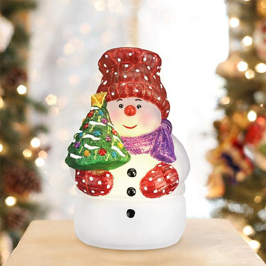Snowman With Tree Candle Light