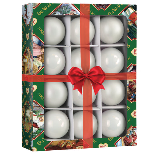 12 Pack Red and White Assorted Ball Ornaments
